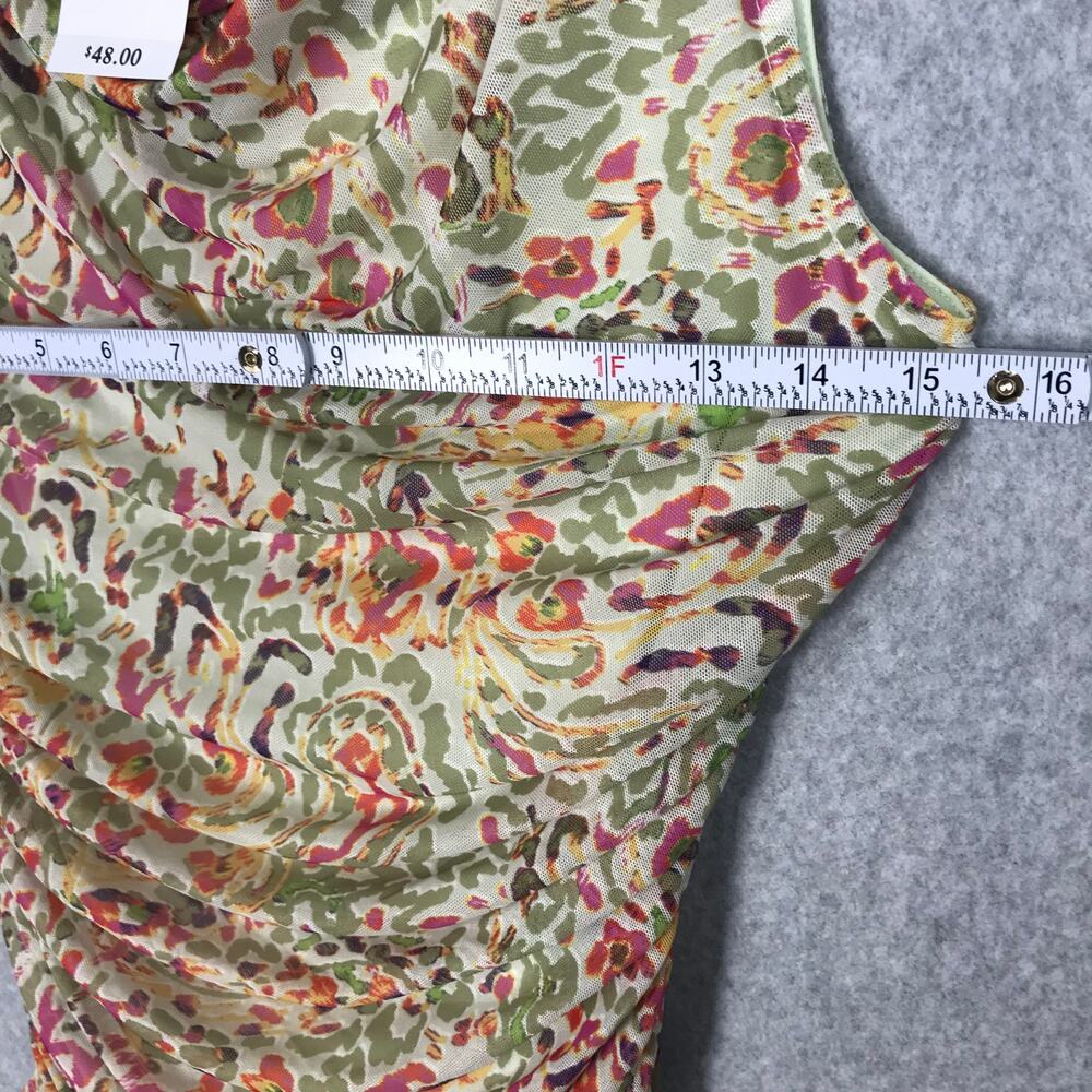 Cable Gauge Mesh Ruched Top Medium Paisley Cowl Blouse Abstract Vacation - Picture 5 of 8